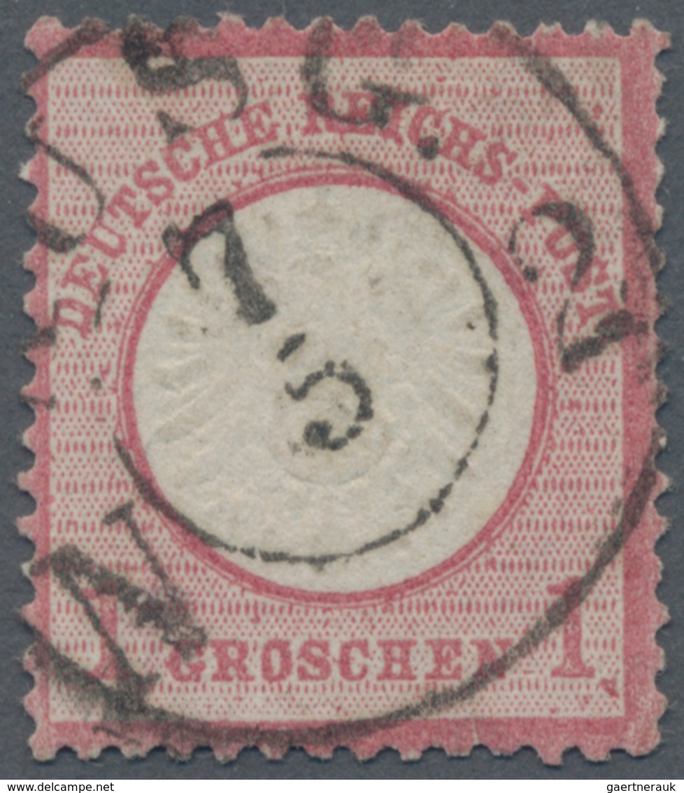 Deutsches Reich - Brustschild: 1872, Großer Schild 1 Gr. Karminrosa Mit Zentrischem Ausgabe-K2 "AUSG - Ongebruikt