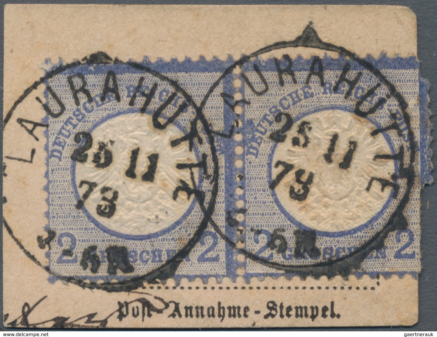 Deutsches Reich - Brustschild: 1872, POSTANWEISUNGS-AUSSCHNITT Mit Paar 2 Gr. Ultramarin Und NPD-K1 - Ongebruikt