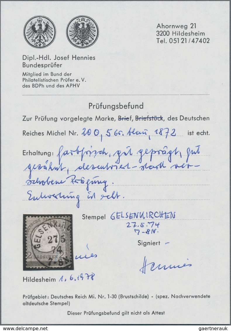 Deutsches Reich - Brustschild: 1872, Großer Schild 2 Gr. Blau Mit Stark Verschobener Zähnung Nach Re - Unused Stamps