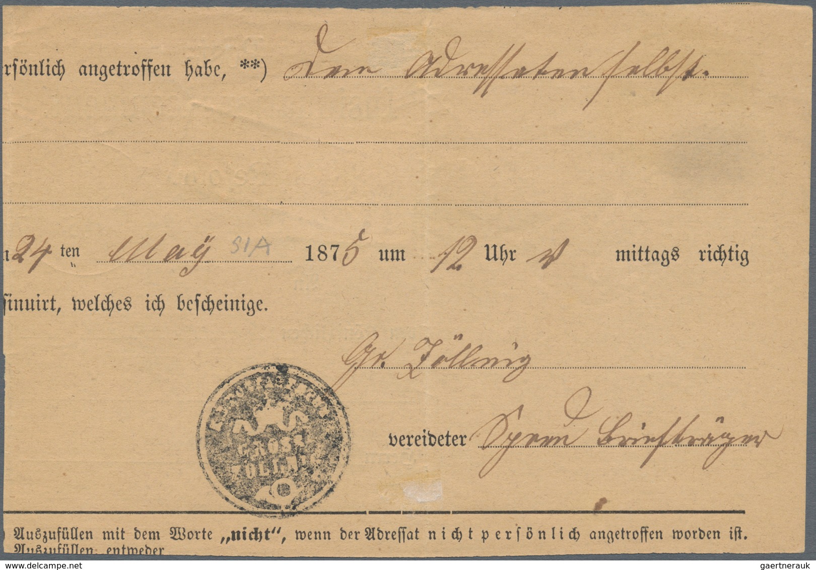 Deutsches Reich - Brustschild: 1872, Großer Schild 2 Gr. Blau Auf Vordruck-Insinuations-Dokument Mit - Unused Stamps