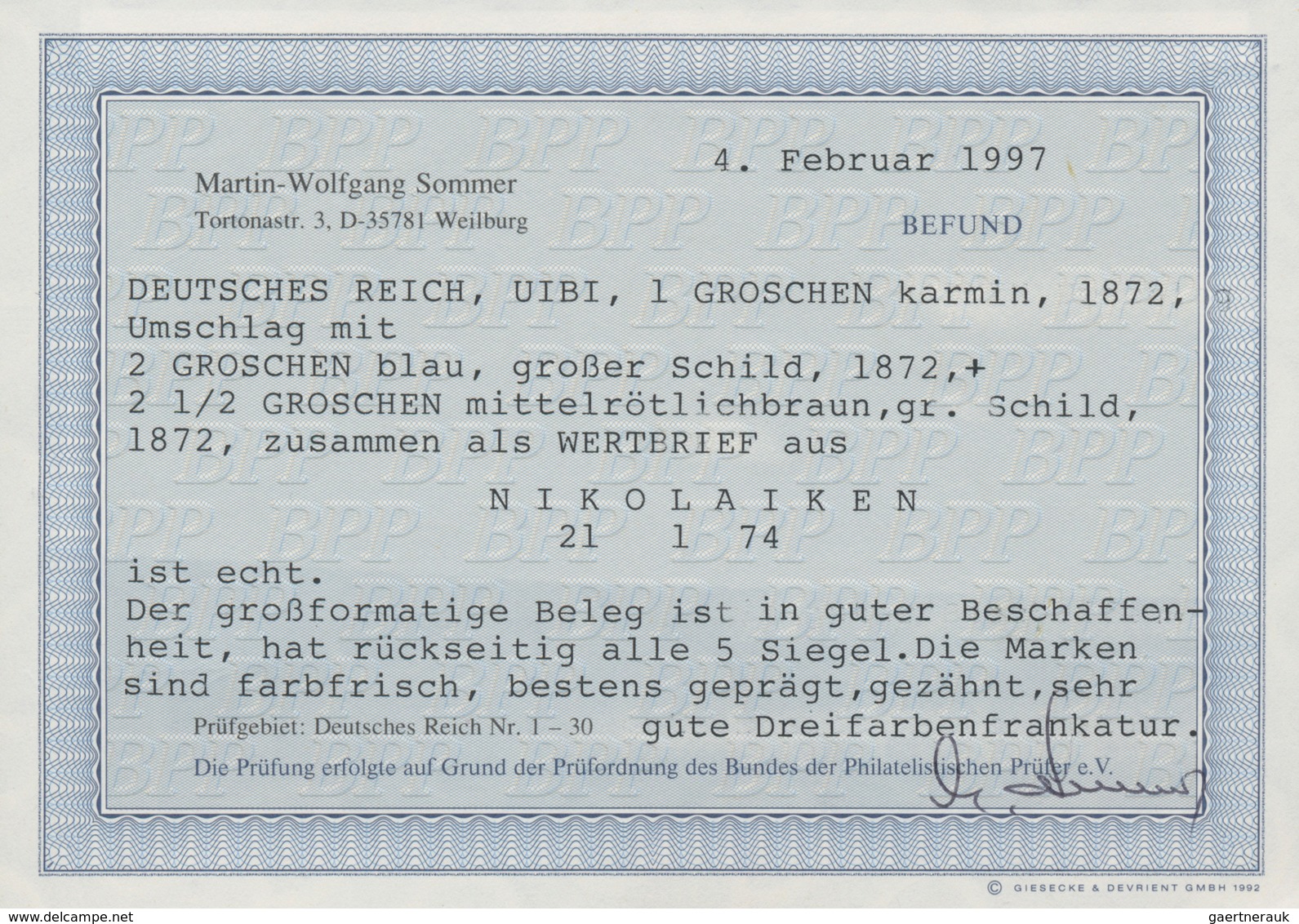 Deutsches Reich - Brustschild: 1872, Großer Schild Großformat-GA-Umschlag 1 Gr. Mit 2 Gr. Und 2½ Gr. - Ongebruikt