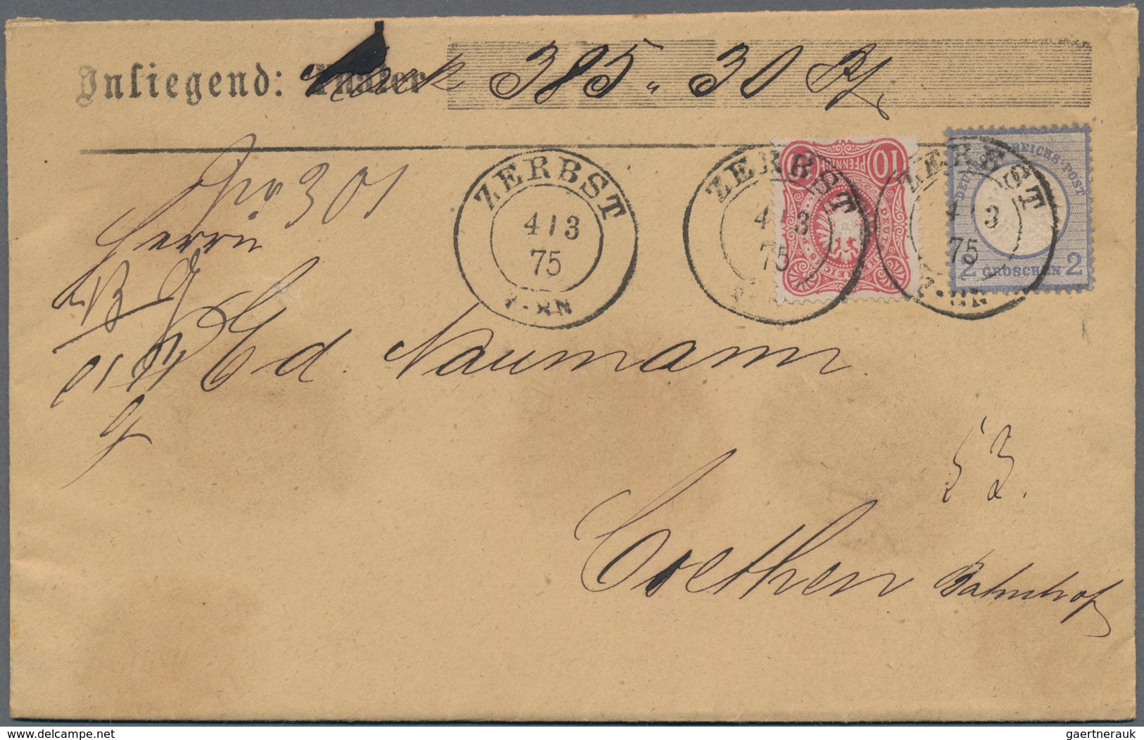 Deutsches Reich - Brustschild: 1872/1875, 2 Groschen Ultramarin In MiF Mit 10 Pfennige Rosa Entwerte - Ongebruikt