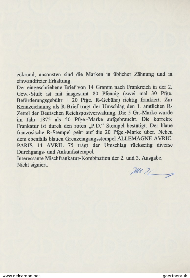 Deutsches Reich - Brustschild: 1872 Großer Schild 5 Gr. Als Währungs-Mischfrankatur Mit 10 Pfennige+ - Ungebraucht