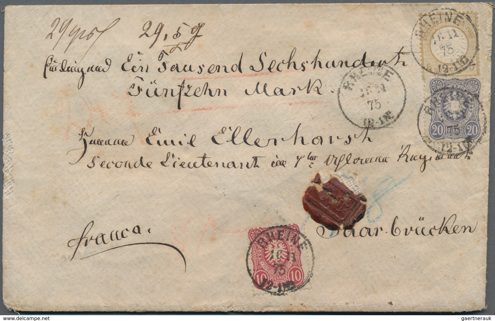 Deutsches Reich - Brustschild: 1872 Großer Schild 5 Gr. Als Währungs-Mischfrankatur Mit 10 Pfennige+ - Ongebruikt