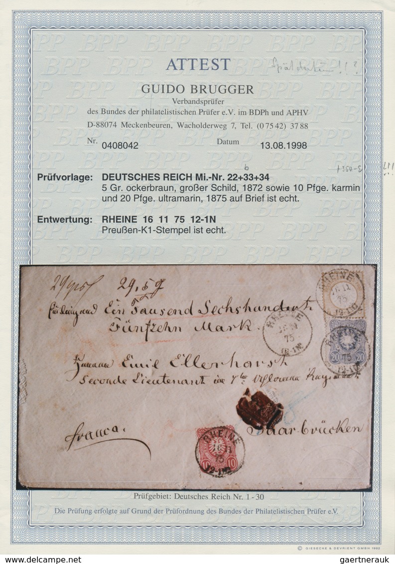 Deutsches Reich - Brustschild: 1872 Großer Schild 5 Gr. Als Währungs-Mischfrankatur Mit 10 Pfennige+ - Ongebruikt