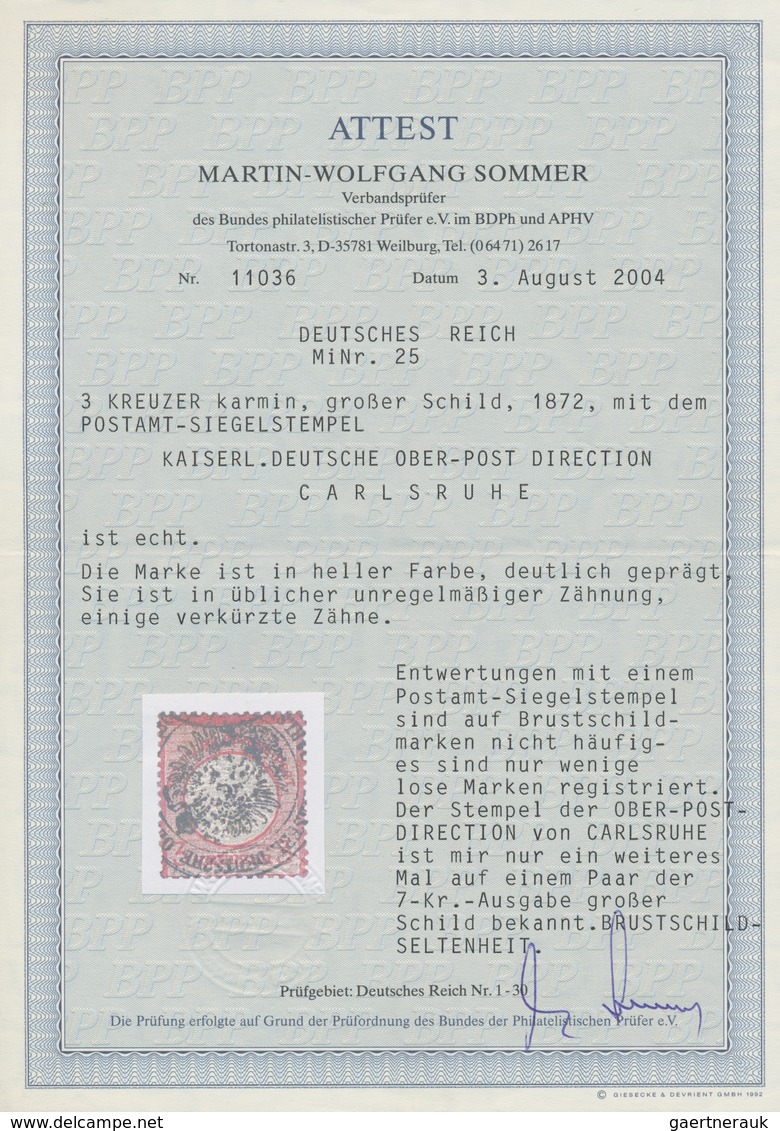 Deutsches Reich - Brustschild: 1872 POSTAMTS-DIENSTSIEGEL "KAISERL. DEUTSCHE OBER-POST DIRECTION CAR - Unused Stamps