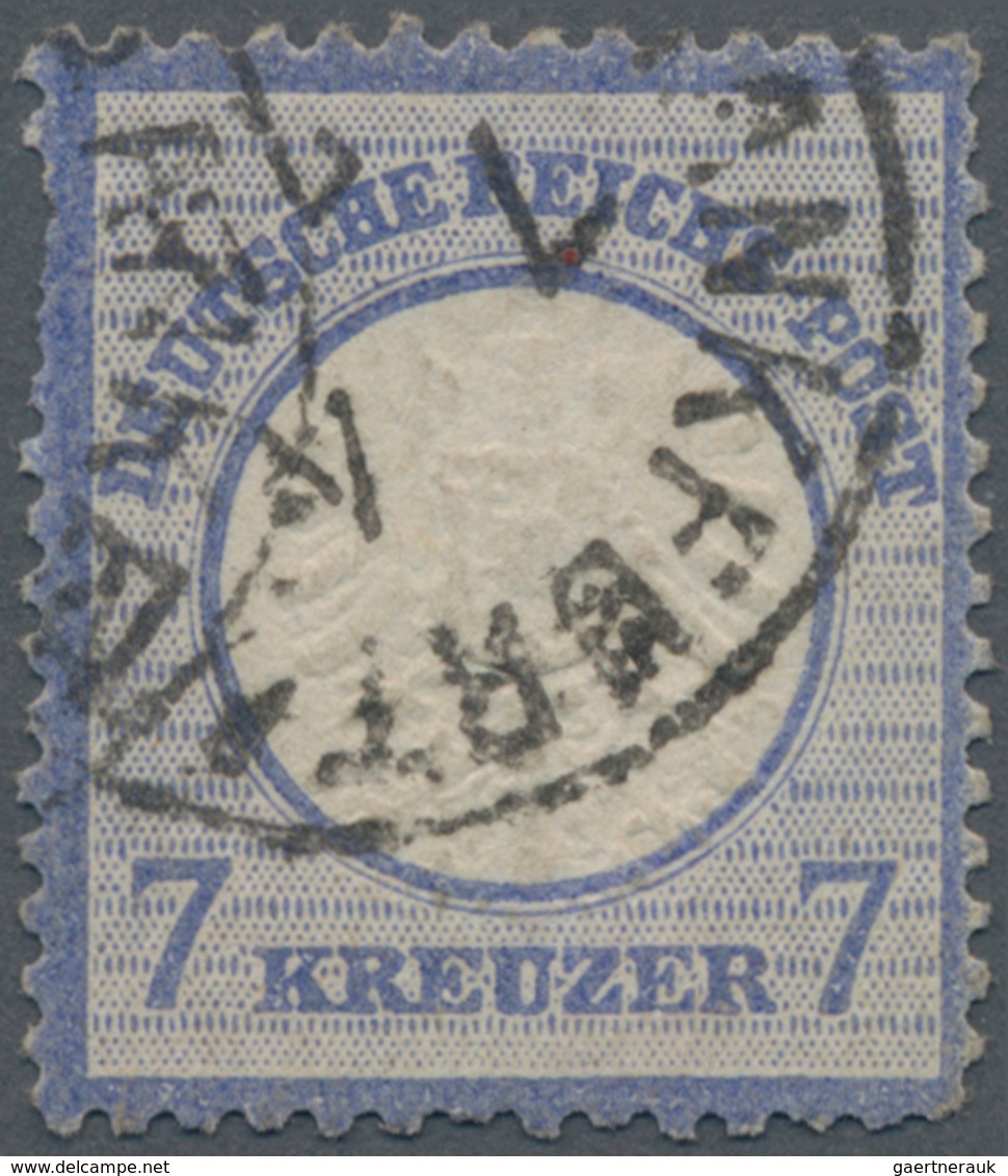 Deutsches Reich - Brustschild: 1872, Großer Schild 7 Kr. Blau Doppelprägung Des Mittelstückes Mit K1 - Unused Stamps