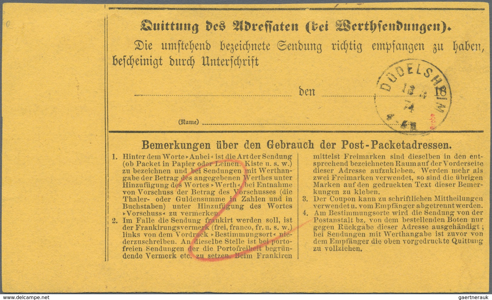 Deutsches Reich - Brustschild: 1972, Großer Schild 9 Kr. Rötlichbraun Als Einzelfrankatur Auf Paketk - Unused Stamps