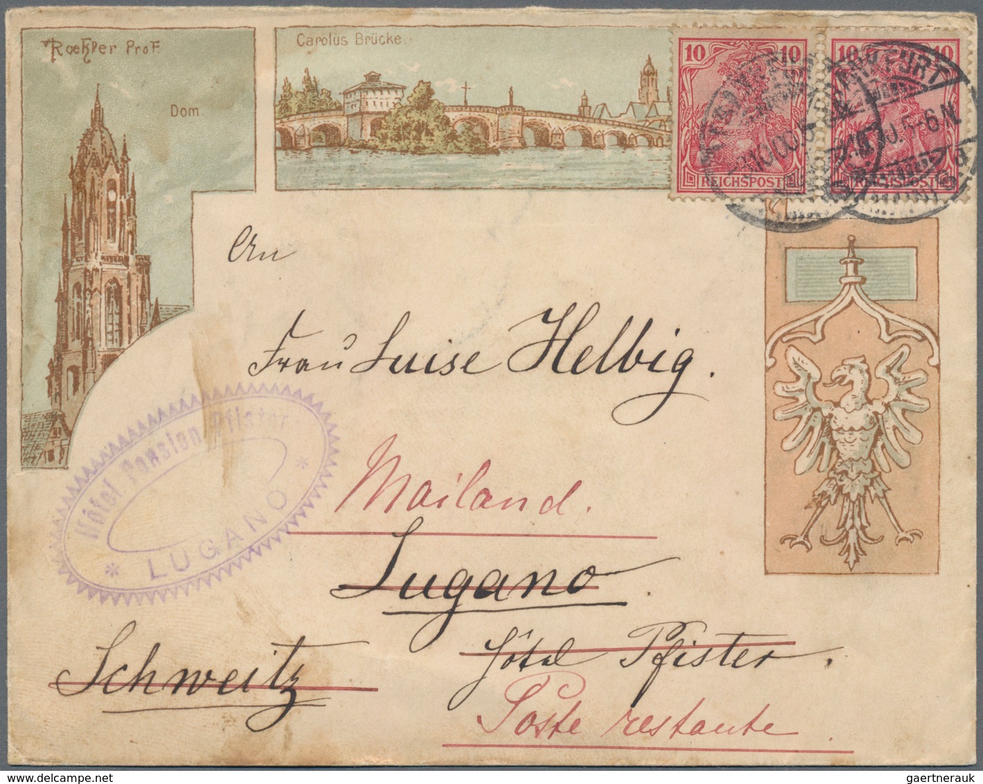 Deutsches Reich - Germania: 1900, 10 Pfg. Germania Reichspost, Zwei Werte Als Portogerechte Frankatu - Ungebraucht