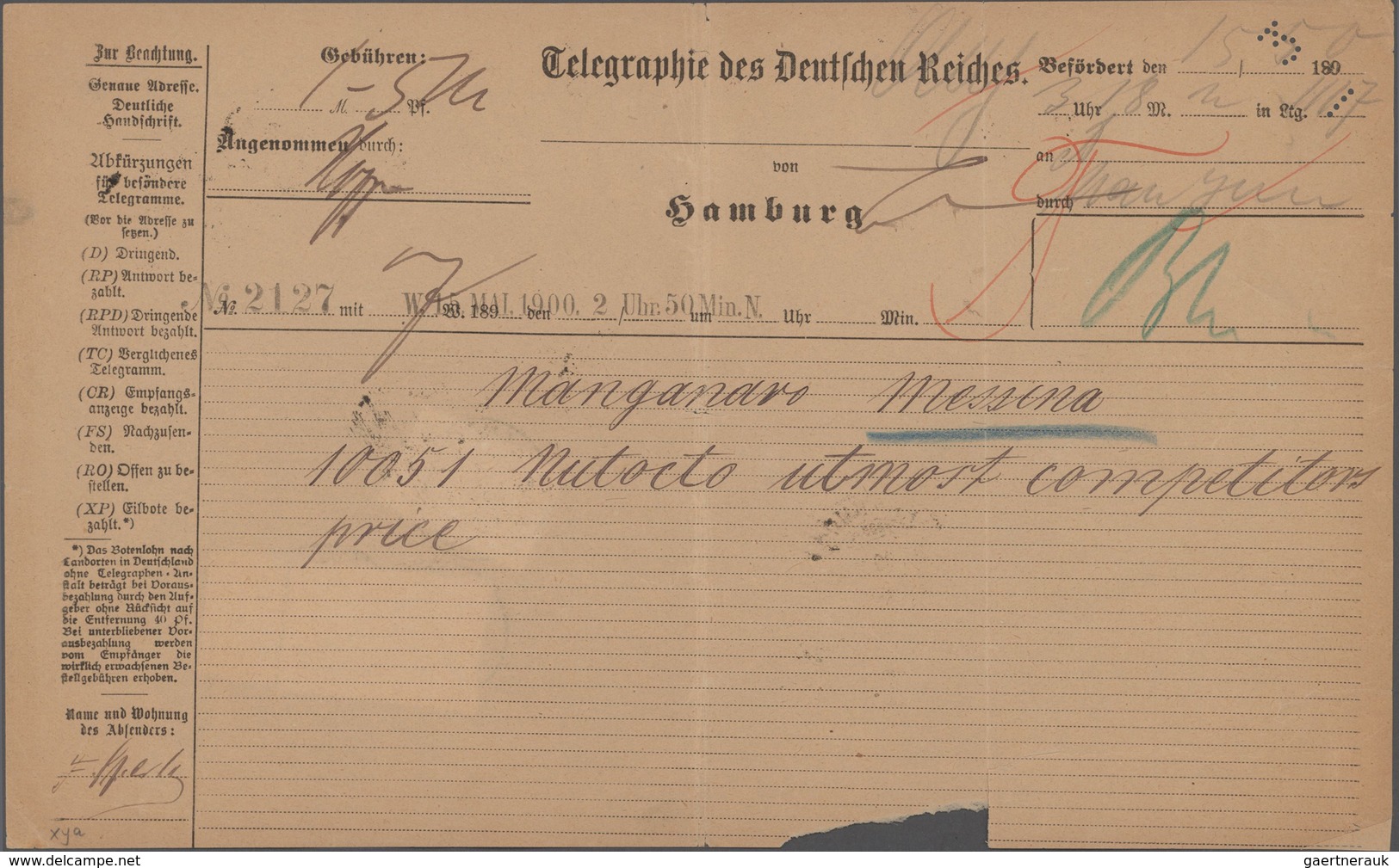 Deutsches Reich - Germania: 1900, 1 Mark Germania Reichspost Vom Linken Seitenrand Mit Plattennummer - Ongebruikt