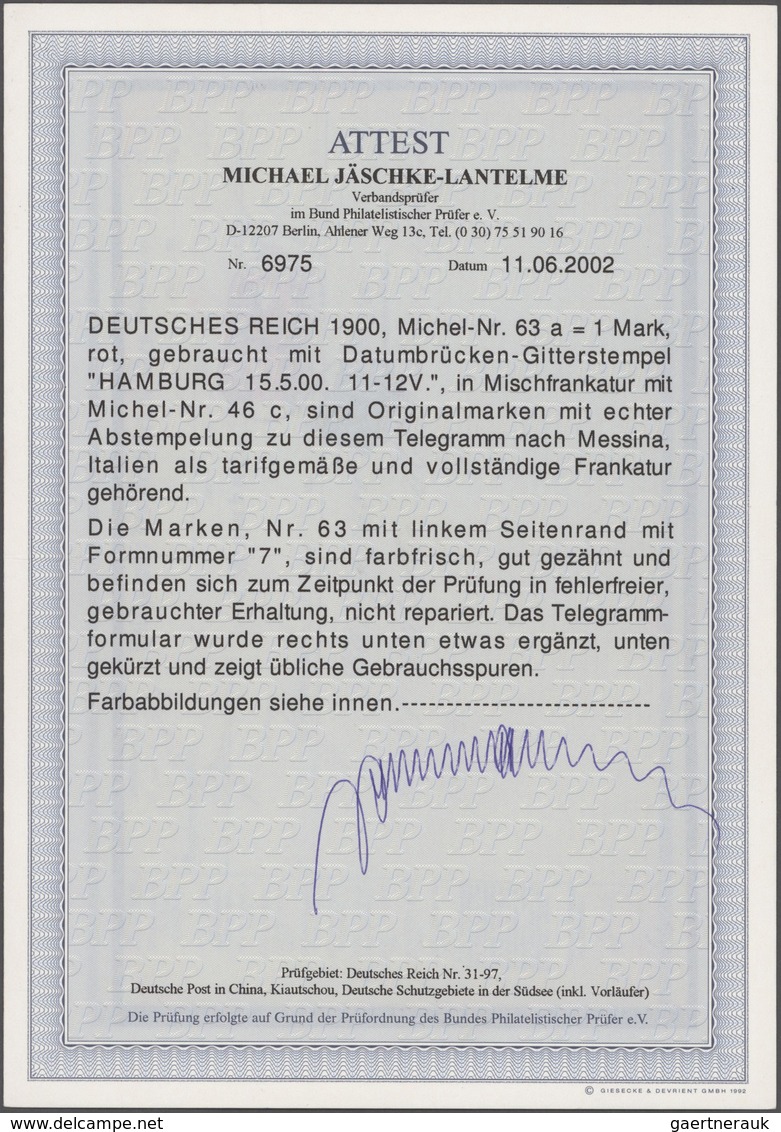 Deutsches Reich - Germania: 1900, 1 Mark Germania Reichspost Vom Linken Seitenrand Mit Plattennummer - Ongebruikt