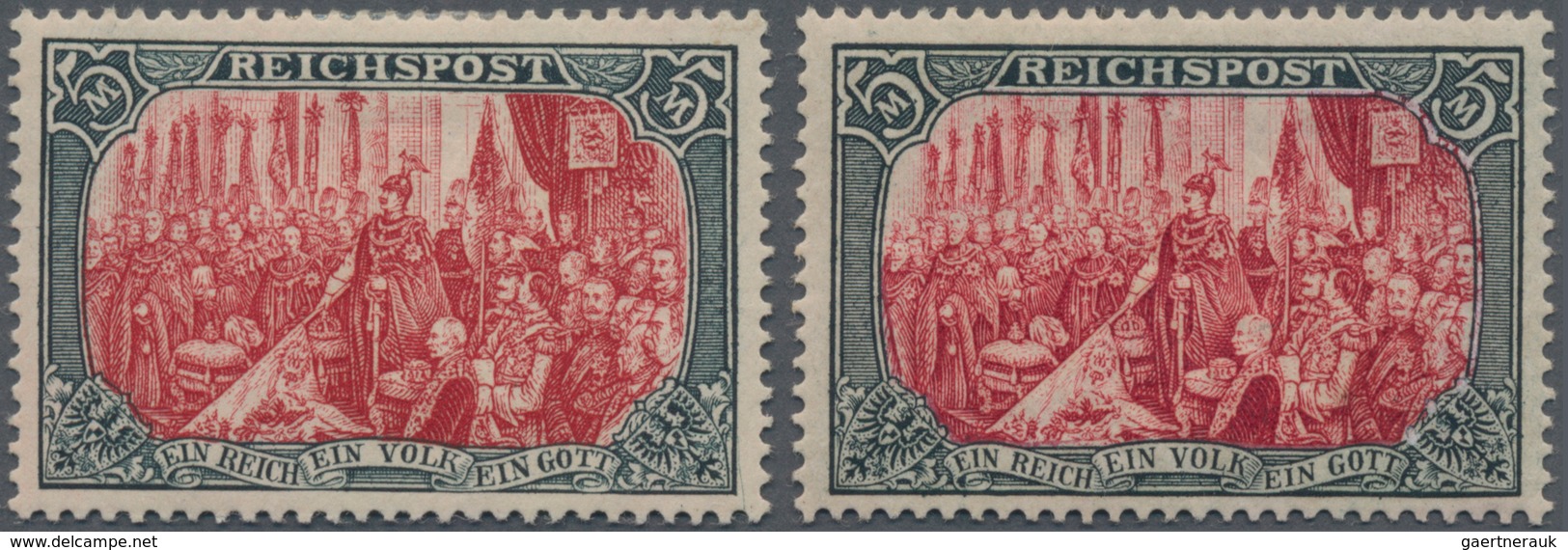 Deutsches Reich - Germania: 1900, 5 M. Reichspost Reichsgründungsfeier In Type II Und III, 2 Ungebra - Unused Stamps