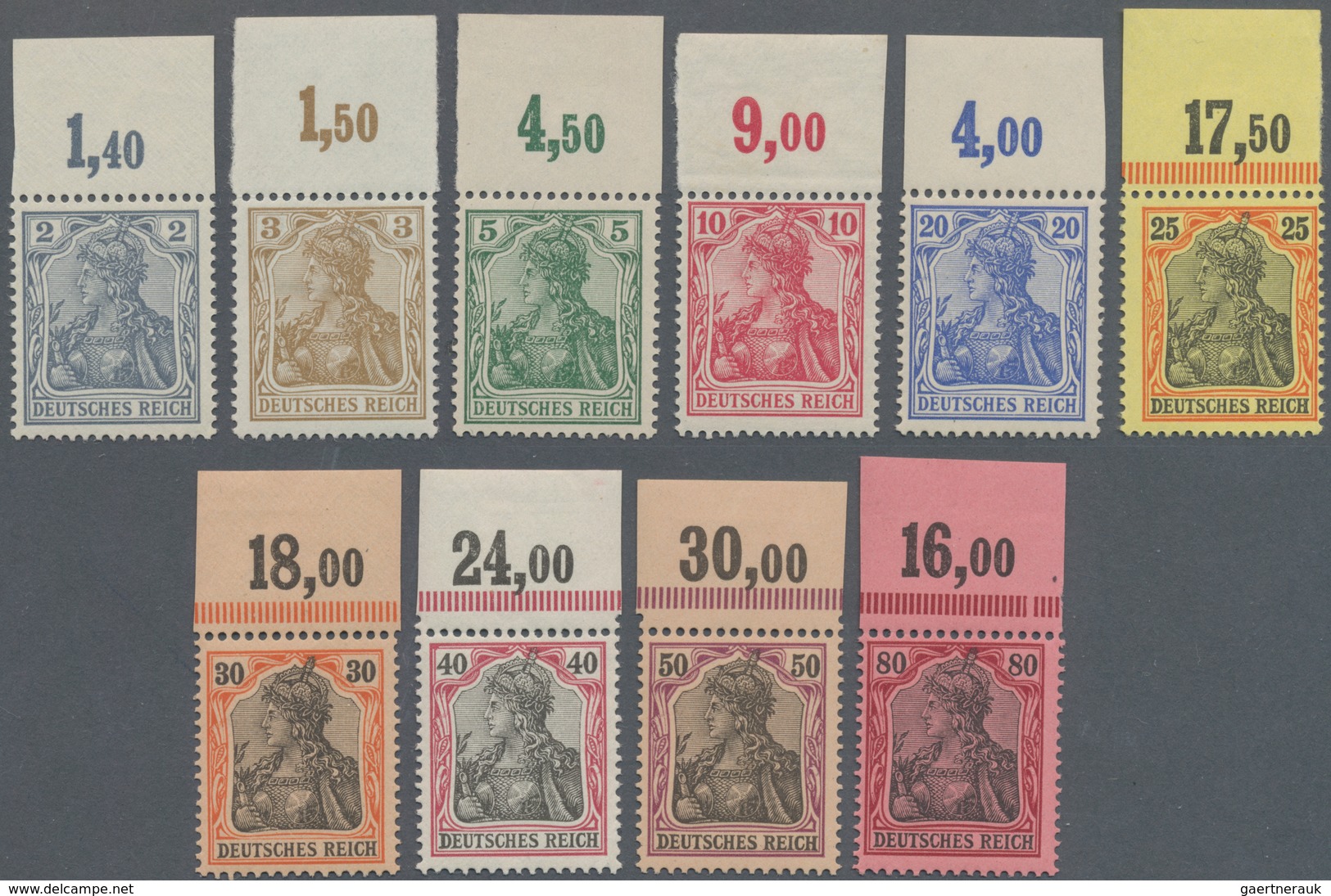 Deutsches Reich - Germania: 1902, Germania Pfennig- Und Mark-Werte Komplett Ohne WZ, Außergewöhnlich - Unused Stamps