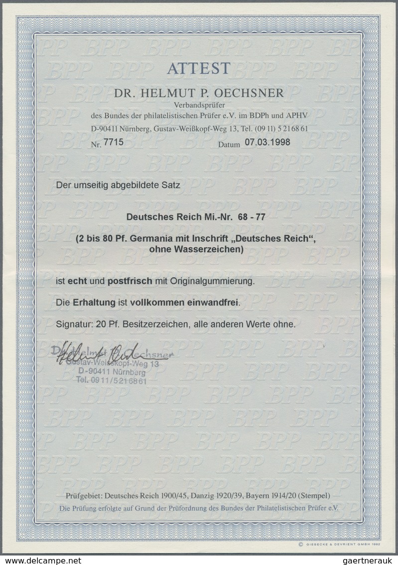 Deutsches Reich - Germania: 1902, Germania Mit Wasserzeichen, 2 Pfg. Bis 80 Pfg., Kompletter Satz, D - Ungebraucht