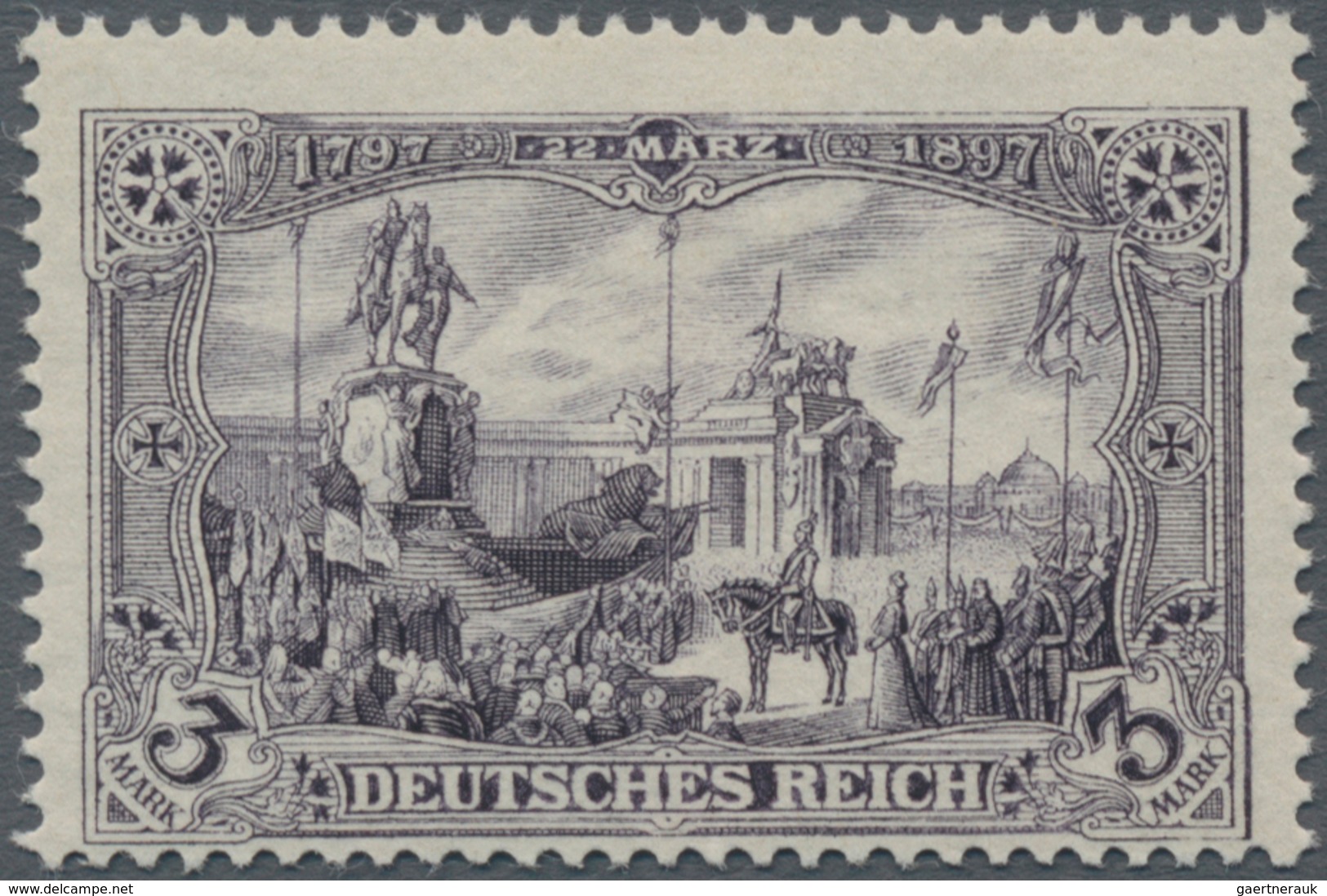 Deutsches Reich - Germania: 1902, 3 Mark Schwarzviolett Mit 26:17 Zähnungslöchern Postfrisch Mit Fot - Ongebruikt
