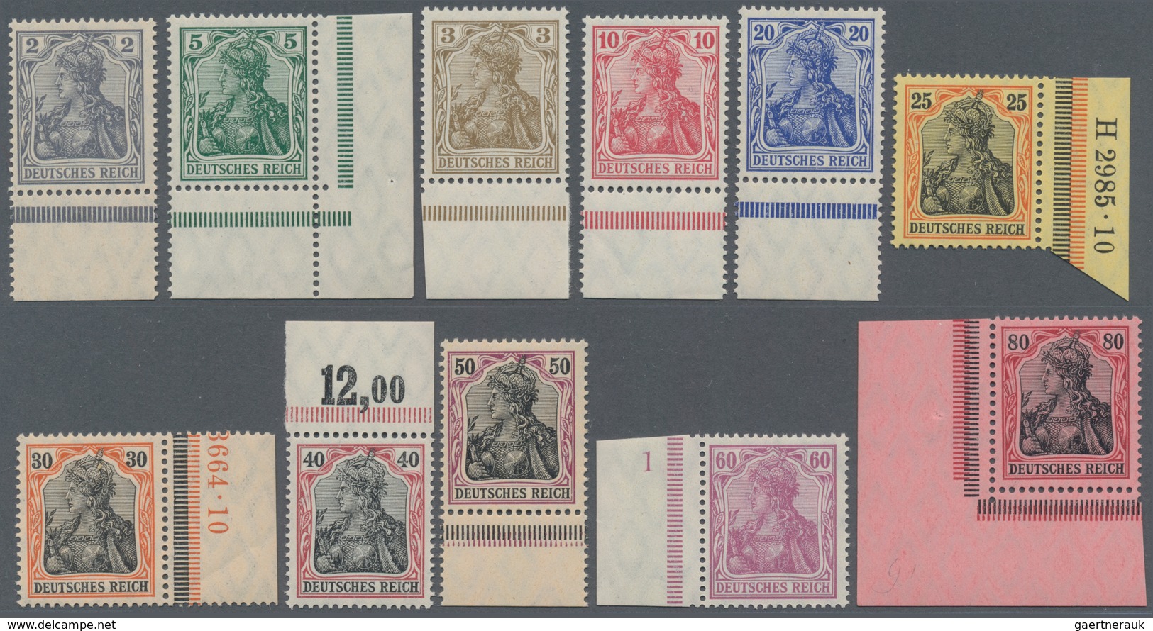 Deutsches Reich - Germania: 1905, Germania Friedensdruck, 2 Pfg. Bis 80 Pfg., Kompletter Satz Je Vom - Unused Stamps