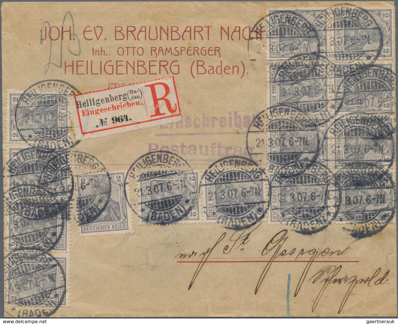 Deutsches Reich - Germania: 1905, 2 Pf Germania Friedensdruck, 15 Stück Als Portogerechte Massen-MeF - Unused Stamps