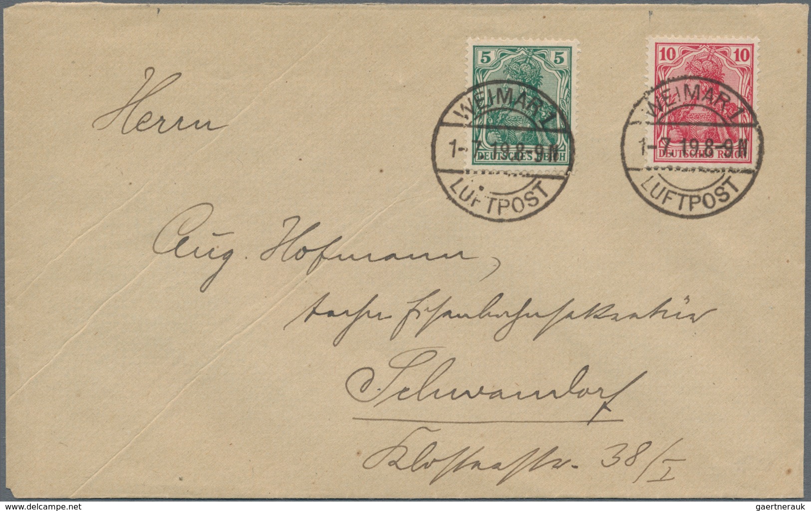 Deutsches Reich - Germania: 1919, Früher Portogerecht Frankierter Luftpostbrief Mit Germania 5 Pfenn - Unused Stamps