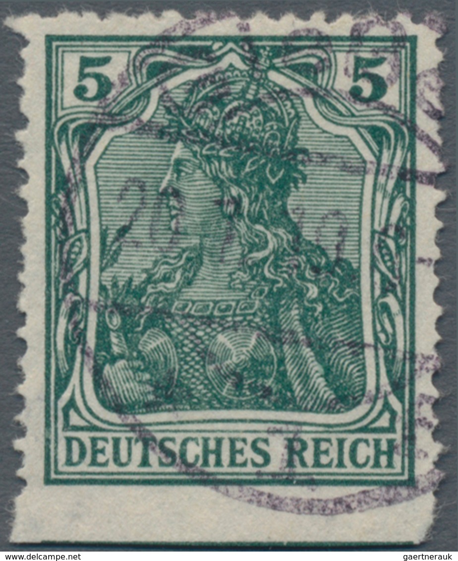 Deutsches Reich - Germania: 1915, 5 Pf. Germania Mit Wz.1 Unten Ungezähnt In Gebrauchter Bedarfserha - Unused Stamps