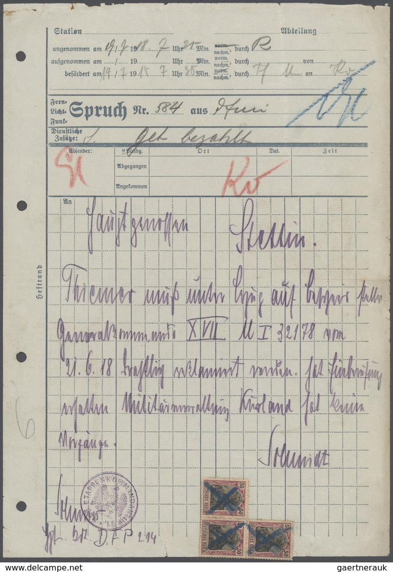 Deutsches Reich - Germania: 1918, 50 Pfg. Germania, 3 Werte Mit Blauer Federkreuz-Entwertung Auf Kom - Ongebruikt