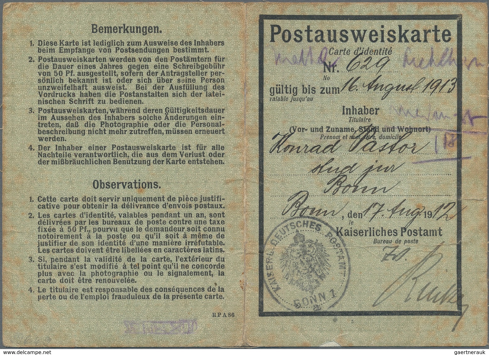 Deutsches Reich - Germania: 1912, 50 Pf Germania Entwertet Mit DBS "DRESDEN" Als Gebühr Auf "POSTAUS - Unused Stamps