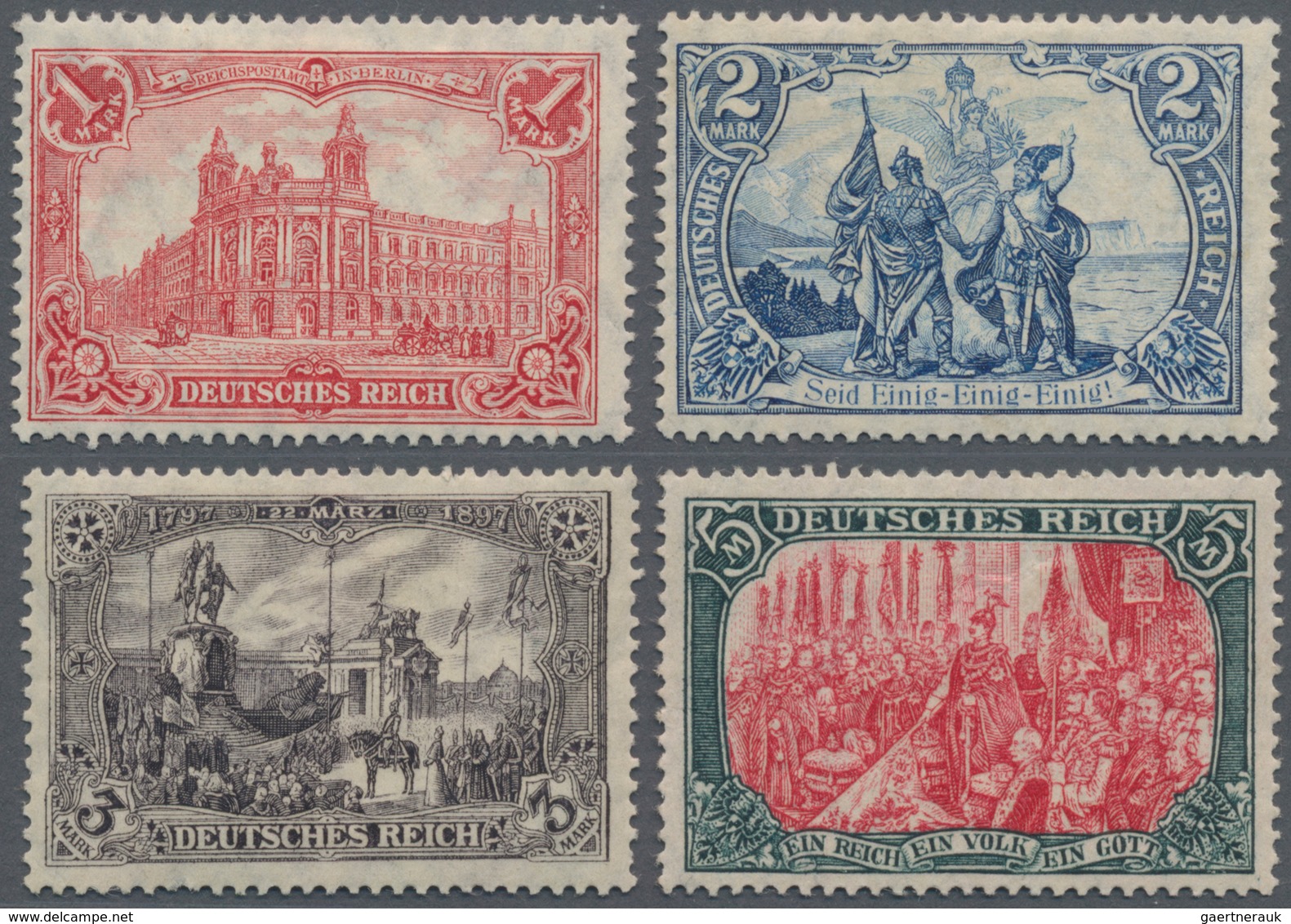 Deutsches Reich - Germania: 1916/18, 1 - 5 Mark "Kriegsdruck", Ungebrauchter Satz Mit Sauberem Erstf - Unused Stamps