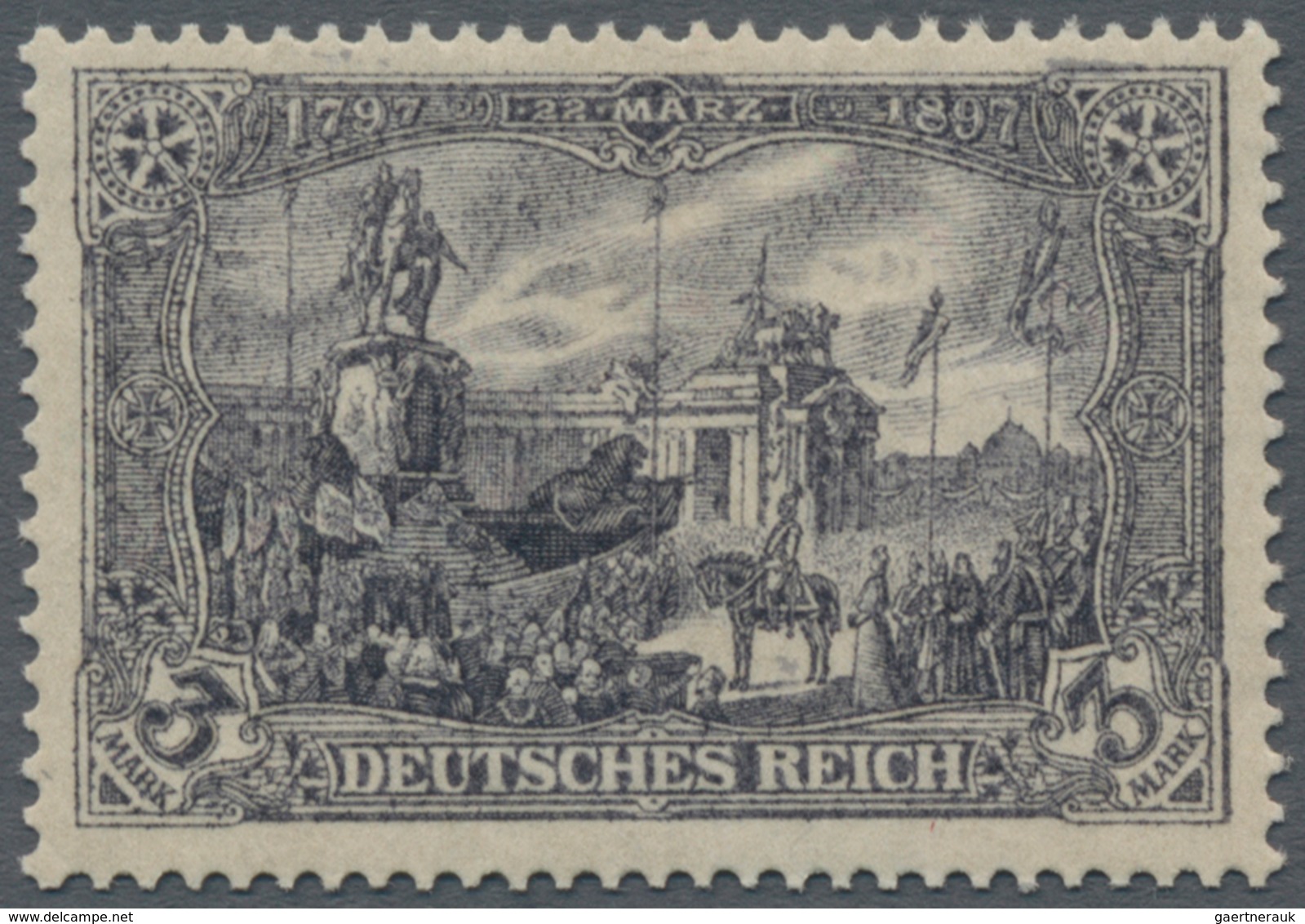 Deutsches Reich - Germania: 1918, Denkmalenthüllung 3 Mark Kriegsdruck Schwarzviolettgrau 26:17 Zähn - Unused Stamps