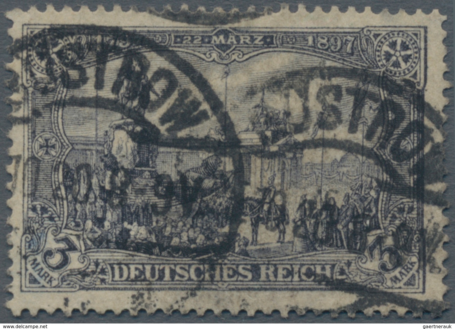 Deutsches Reich - Germania: 1915, 3 Mark Schiefergrau, Wasserzeichen "RINGE", Gebraucht Mit Datumsbr - Unused Stamps