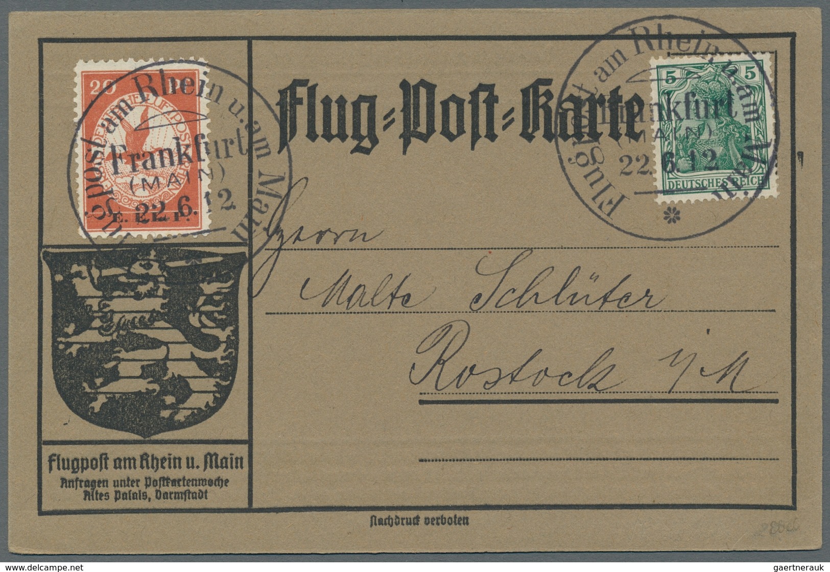 Deutsches Reich - Germania: 1912, "20 Pfg. E. EL. P." Mit Zusatzfrankatur 5 Pfg. Germania Auf Offizi - Unused Stamps