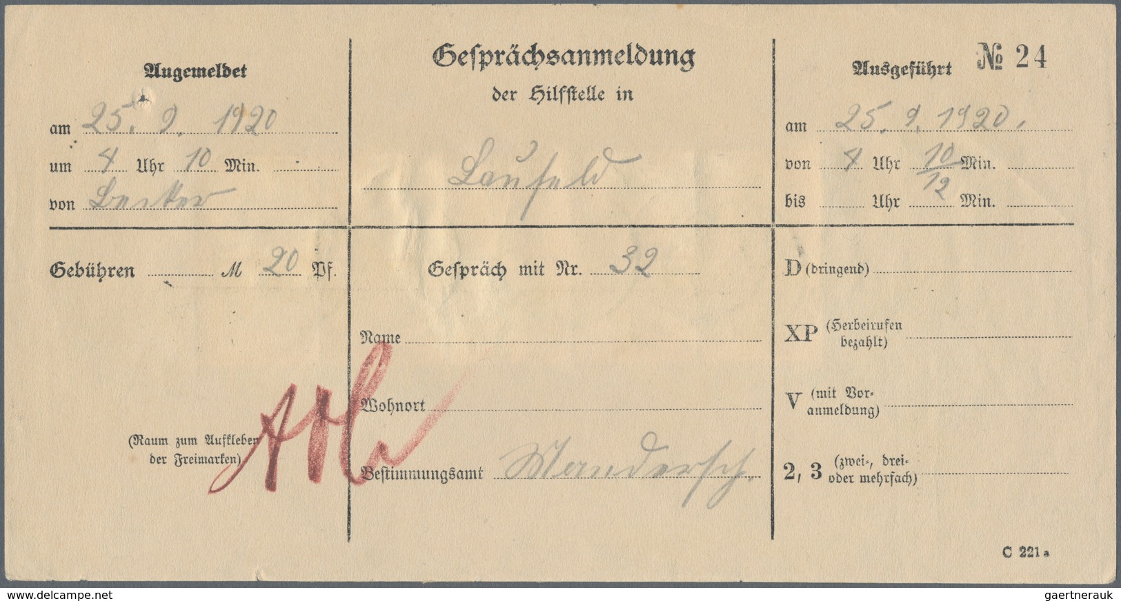 Deutsches Reich - Inflation: 1920, 2 Pf Germania Grau Im Senkr. 10er-Block Rückseitig Auf "Gesprächs - Briefe U. Dokumente