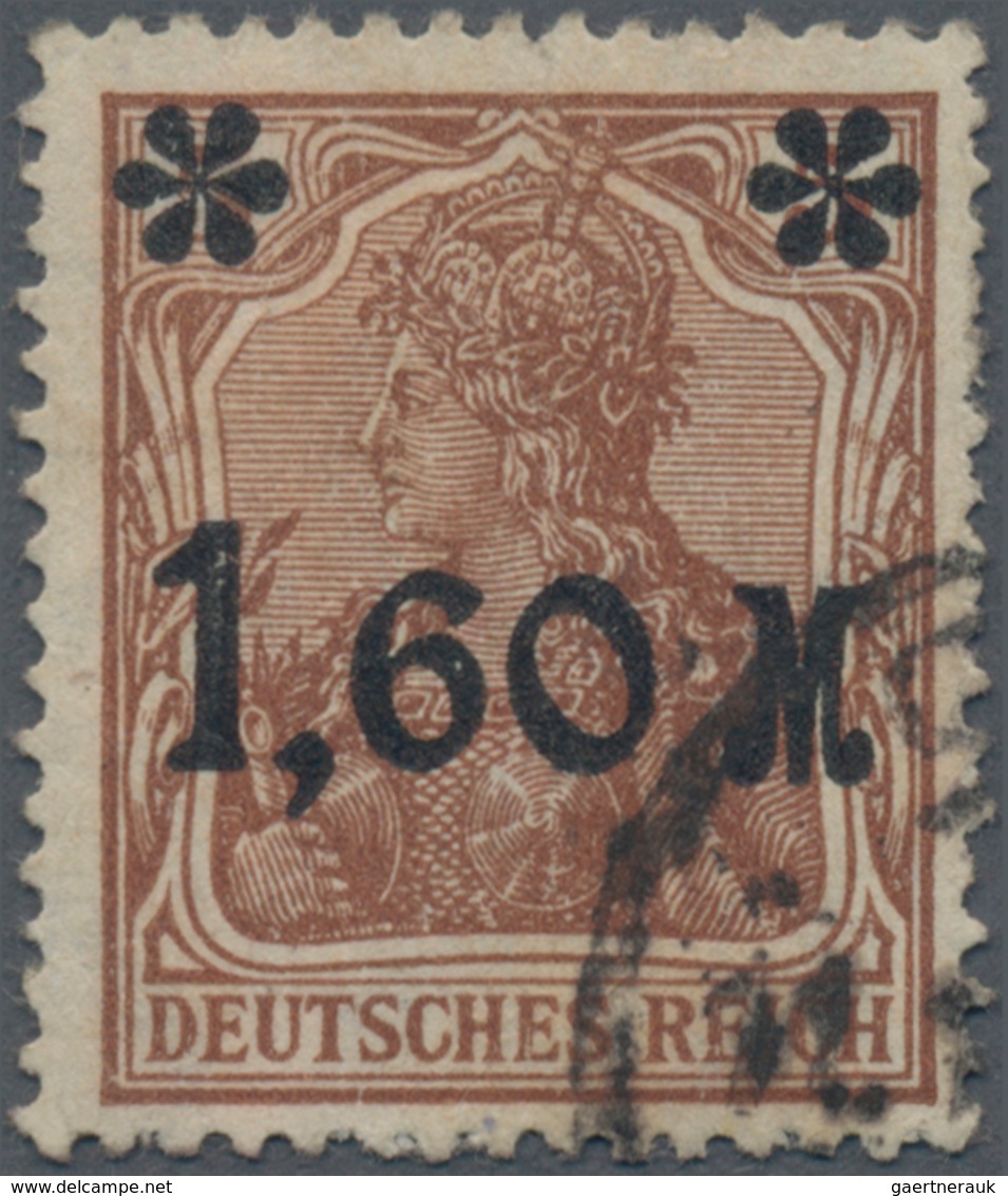 Deutsches Reich - Inflation: 1921, 1,60 Mk. Auf Germania 5 Pfg. Mit Seltener Abart "M Im Aufdruck Ti - Brieven En Documenten