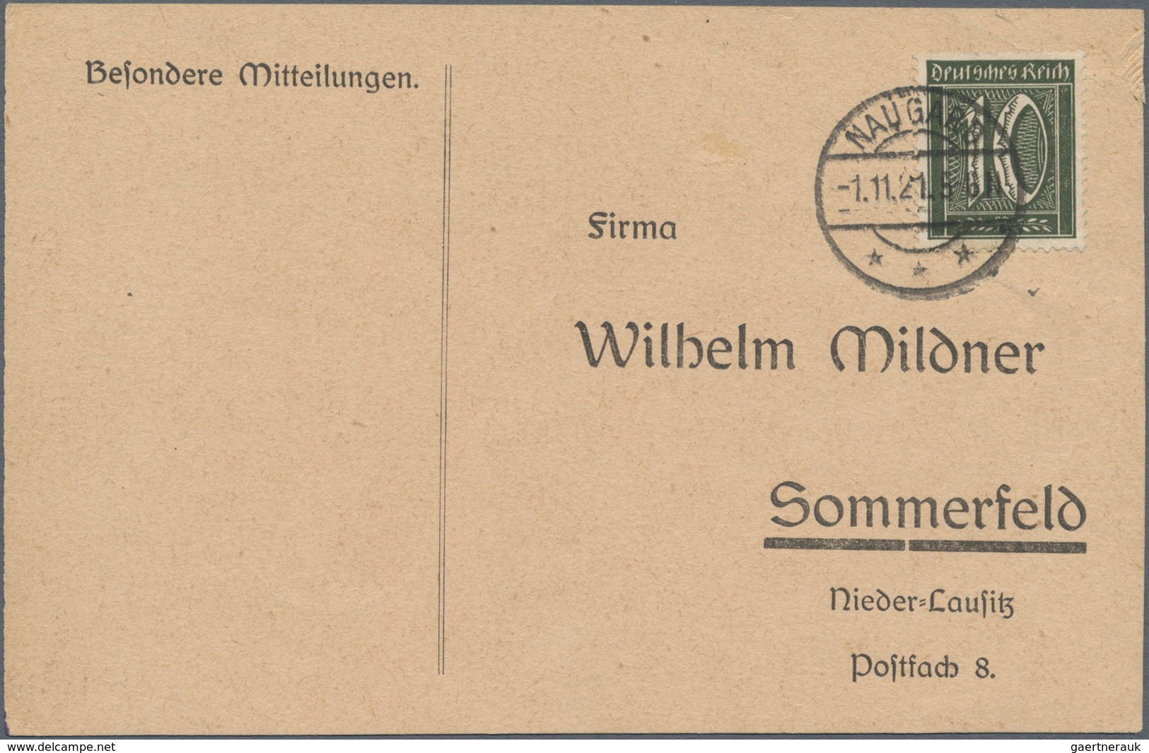 Deutsches Reich - Inflation: 1921, 10 Pf Ziffer Schwarzoliv, Portogerechte Einzelfrankatur Auf 'Druc - Brieven En Documenten