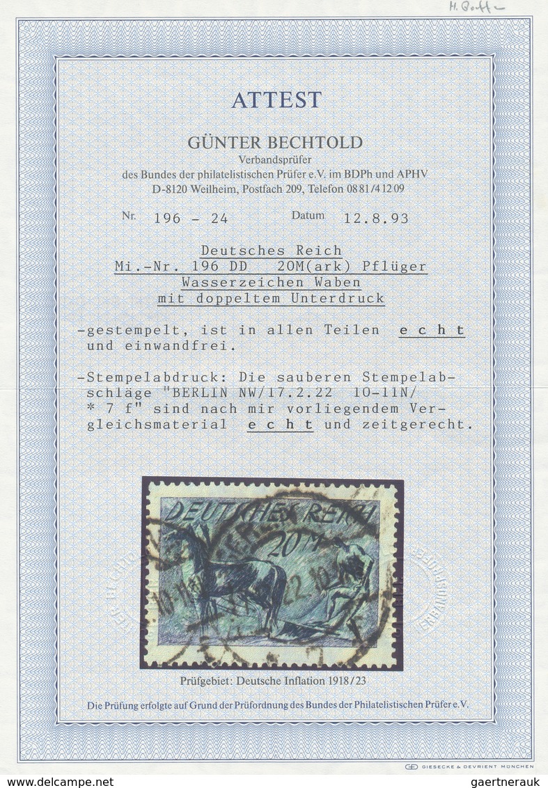 Deutsches Reich - Inflation: 1922. 20 Mark Pflüger Mit Doppeltem Unterdruck. Gestempelt "Berlin NW / - Briefe U. Dokumente