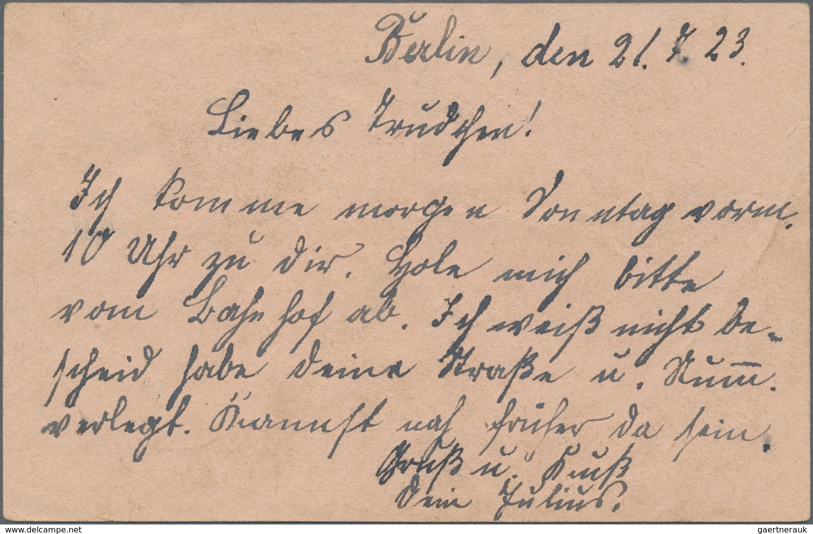 Deutsches Reich - Inflation: 1923. Rohrpost-GA 200 Pf Ziffer In Raute Mit Zfr. Total 518 M Mit Berli - Brieven En Documenten