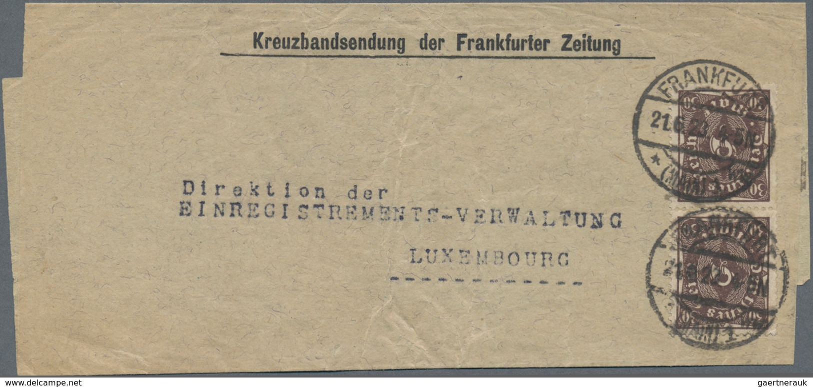 Deutsches Reich - Inflation: 1923. Kreuzbandsendung Der Frankfurter Zeitung Mit MeF 2x 30 M Posthorn - Covers & Documents