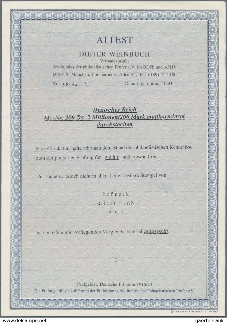 Deutsches Reich - Inflation: 1923, 2 Mill. Auf 200 Mark Mattkarminrot, Tadelloses Exemplar In üblich - Covers & Documents