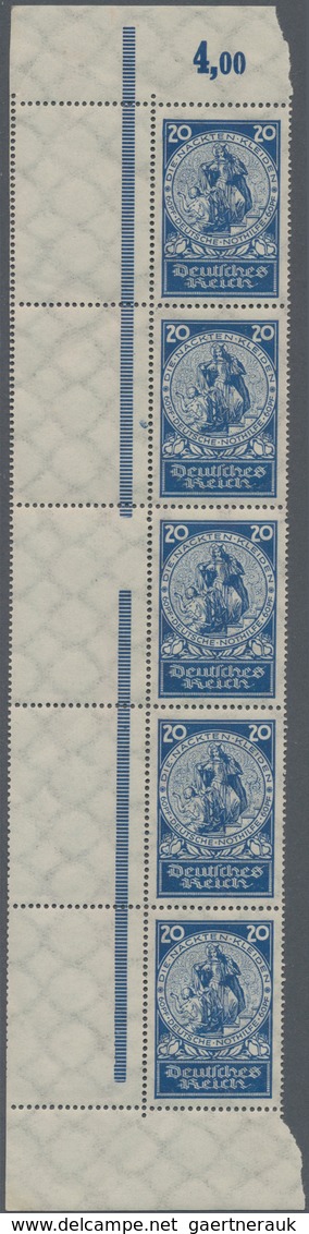 Deutsches Reich - Weimar: 1924, Nothilfe, 20+60 Pfg. Dunkelkobalt Im Senkrechten 5er-Streifen Vom Li - Sonstige & Ohne Zuordnung