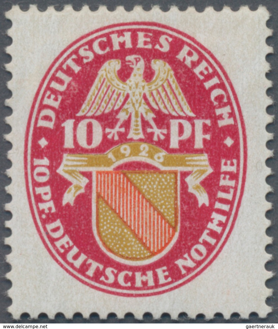 Deutsches Reich - Weimar: 1926, Nothilfe Wappen 10 Pfg. Baden Mit Stehendem WZ, Tadellos Ungebraucht - Sonstige & Ohne Zuordnung