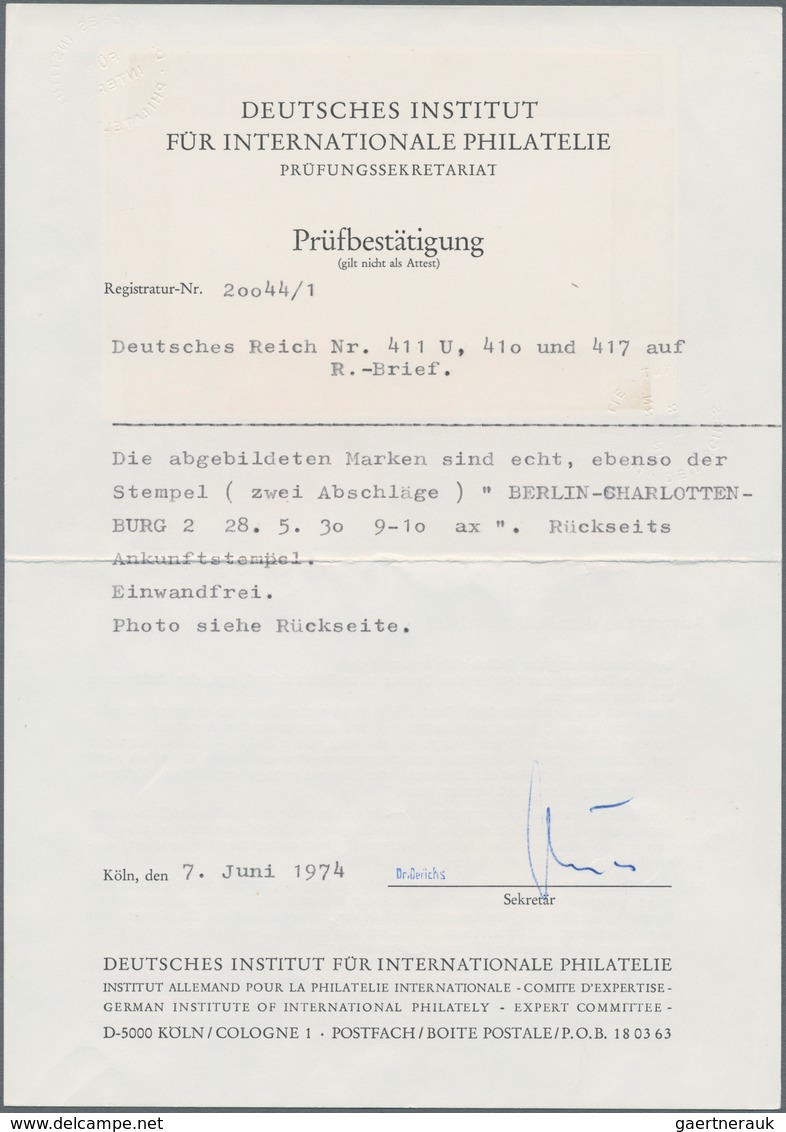 Deutsches Reich - Weimar: 1928, 5 Pf. Reichspräsidenten Ungezähnt, 3Pf. Und 30 Pf. Auf R-Ortsbrief M - Sonstige & Ohne Zuordnung