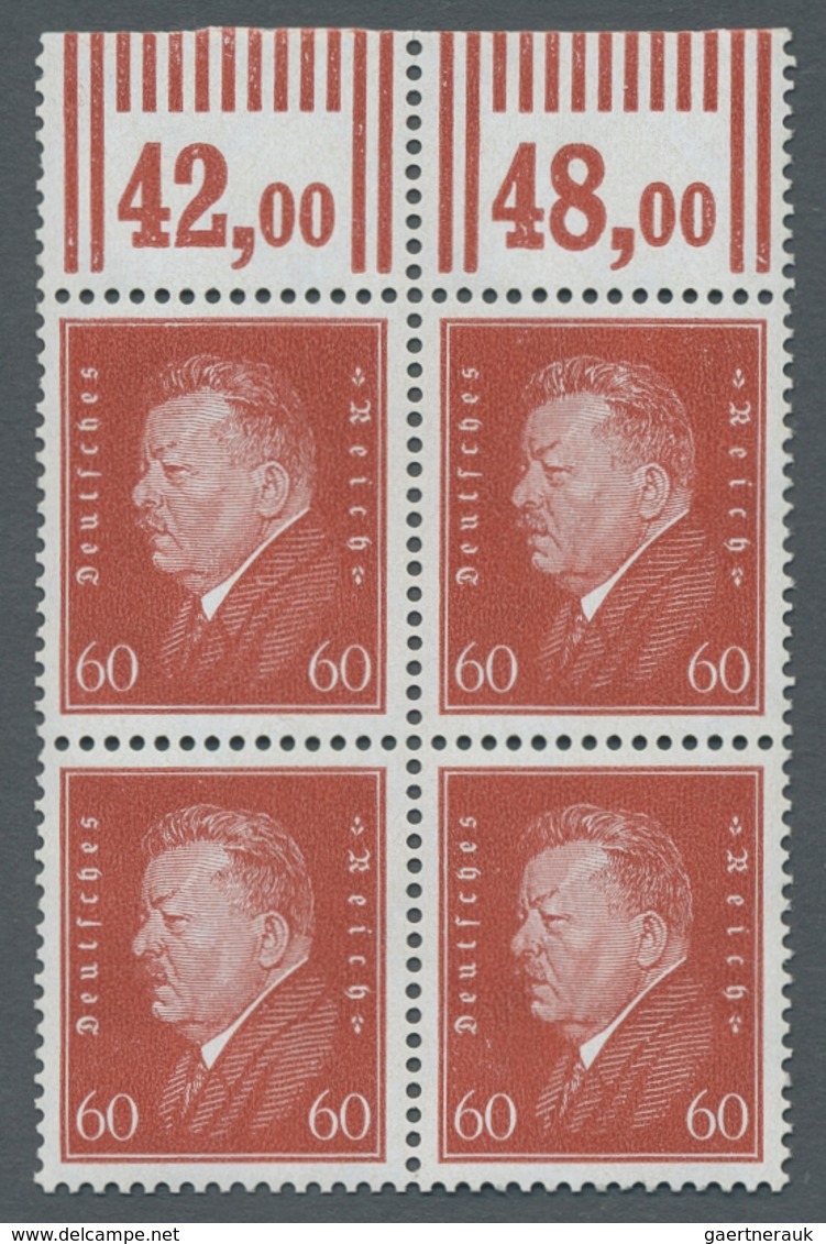 Deutsches Reich - Weimar: 1928, "45 Bis 60 Pfg. Reichspräsidenten", Postfrische Oberrandviererblocks - Other & Unclassified