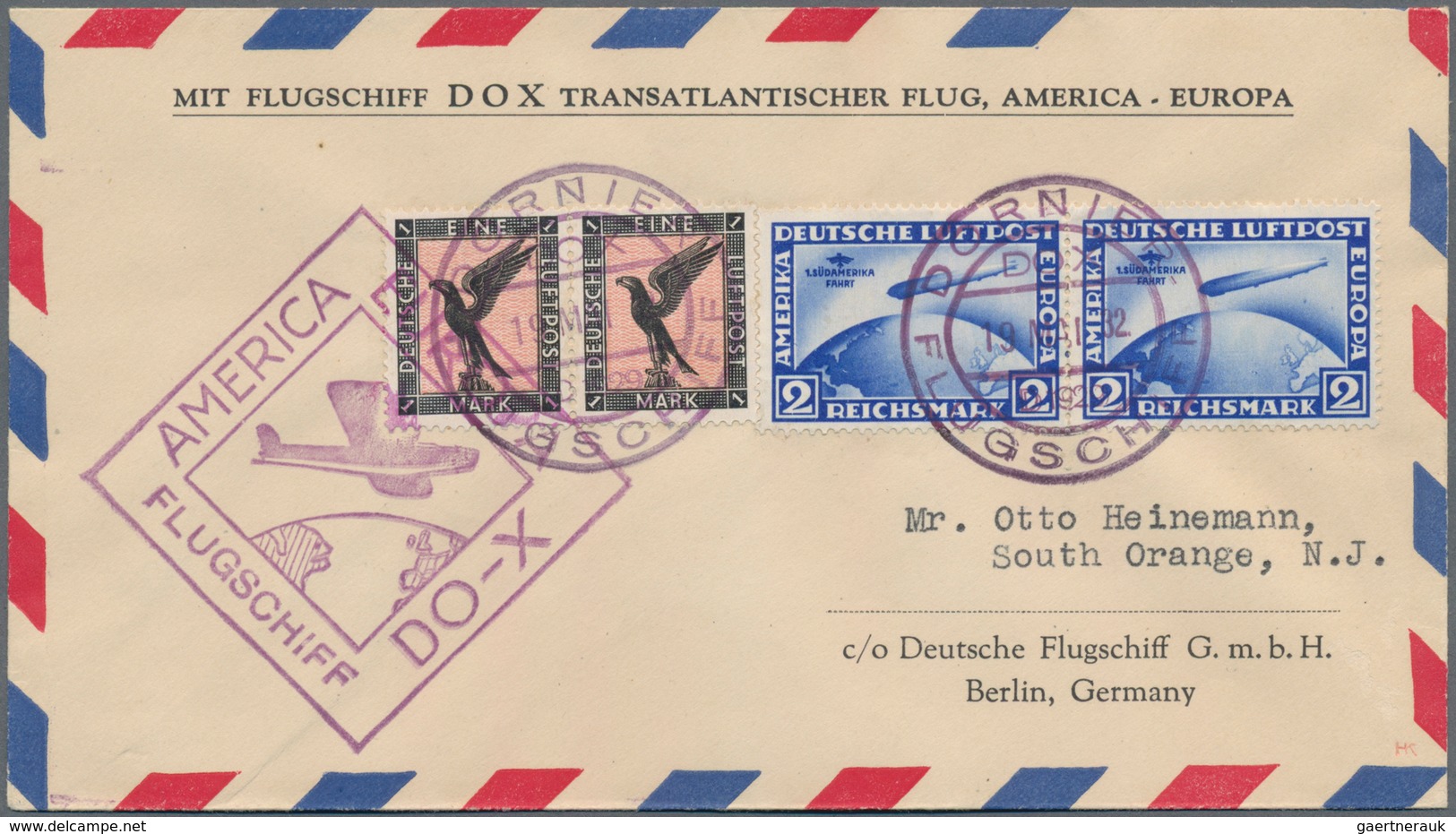 Deutsches Reich - Weimar: 1932, 2 RM Südamerikafahrt Und 1 Mark Adler, Je Im Waagerechten Paar Auf D - Other & Unclassified