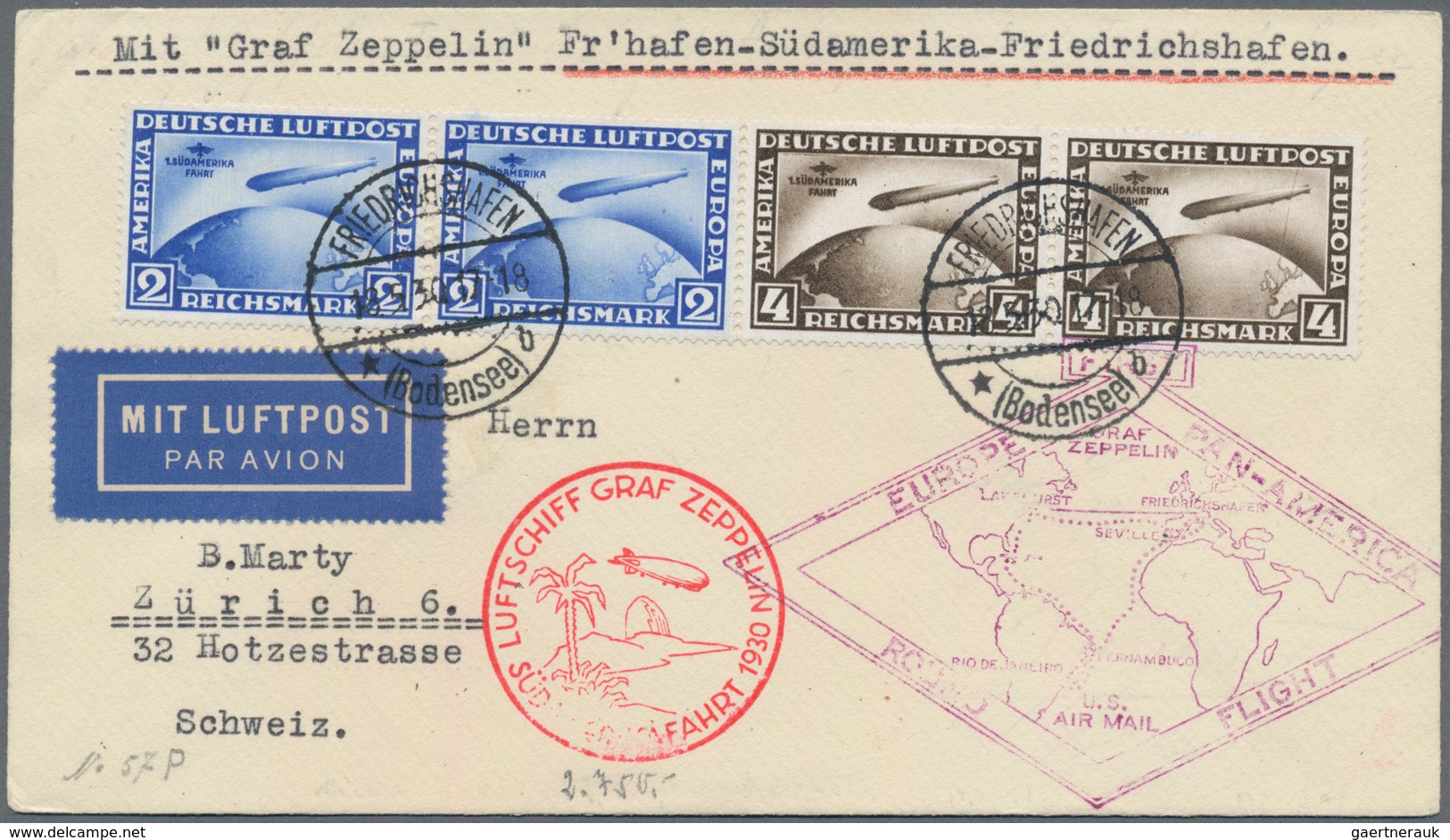 Deutsches Reich - Weimar: 1930, SÜDAMERIKA-Fahrt, 2 Und 4 RM Je Im Waagr. Paar (dabei Die Rechte 4 R - Andere & Zonder Classificatie