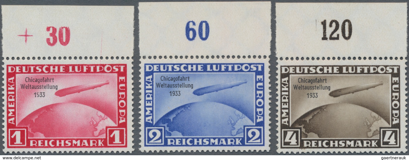 Deutsches Reich - 3. Reich: 1933, Chicagofahrt, Kompletter Satz Vom Oberrand, Postfrisch, Unsigniert - Covers & Documents