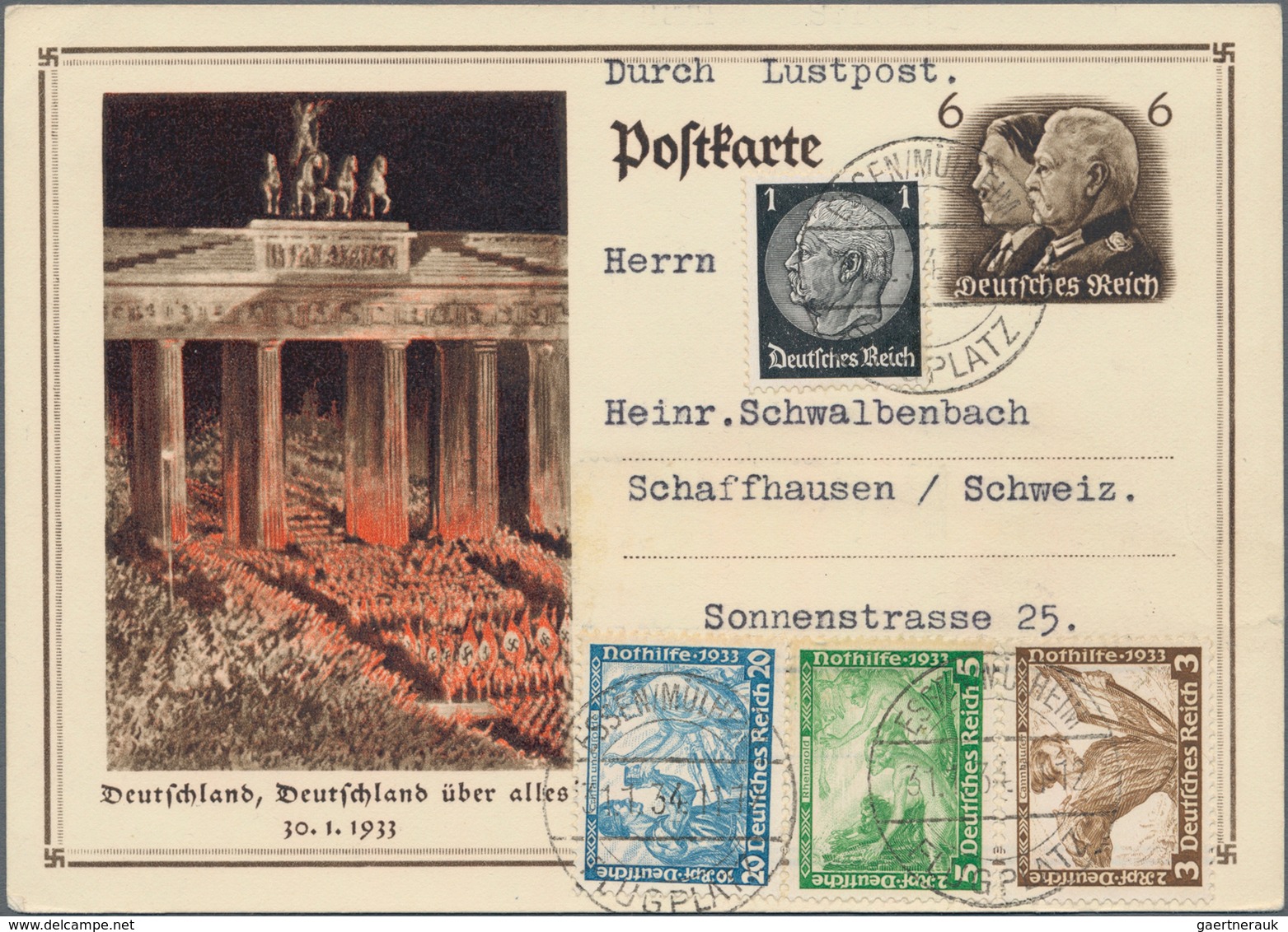 Deutsches Reich - 3. Reich: 1933, Nothilfe Wagner, komplette Serie, teils in Zusammendrucken auf 5 P