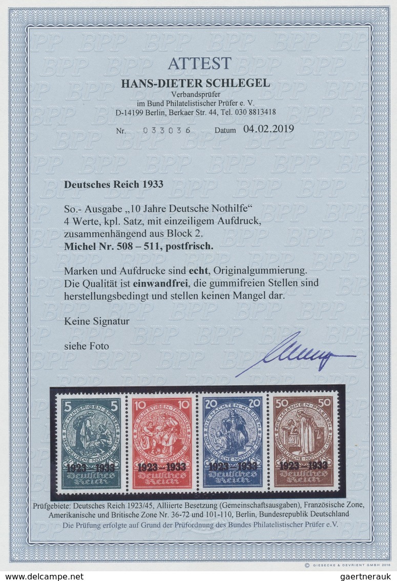 Deutsches Reich - 3. Reich: 1933, "Herzstück Aus Nothilfe"-Block, Postfrische Einheit In Tadelloser - Covers & Documents