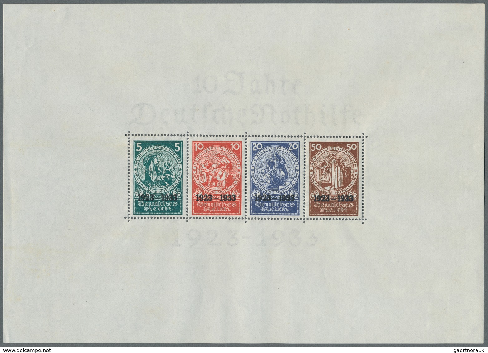 Deutsches Reich - 3. Reich: 1933, "Nothilfe"-Block, Ungebrauchter Block Im Originalmaß Mit Postfrisc - Covers & Documents