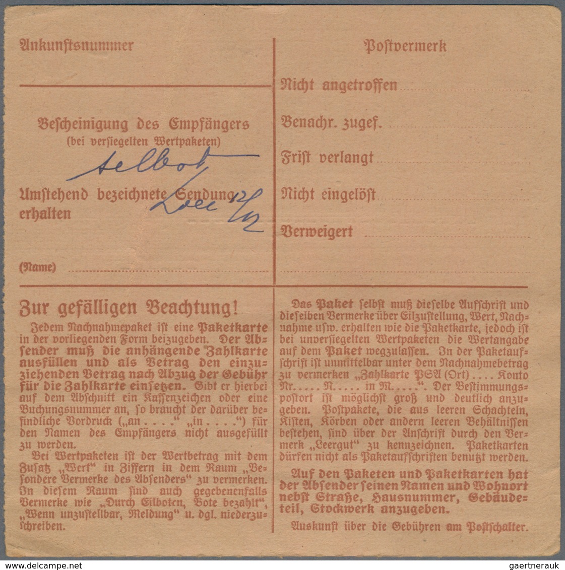 Deutsches Reich - 3. Reich: 1940, 100 Pf Hindenburg, 5 Stück Als Mehrfachfrankatur Auf Nachnahme-Pak - Briefe U. Dokumente