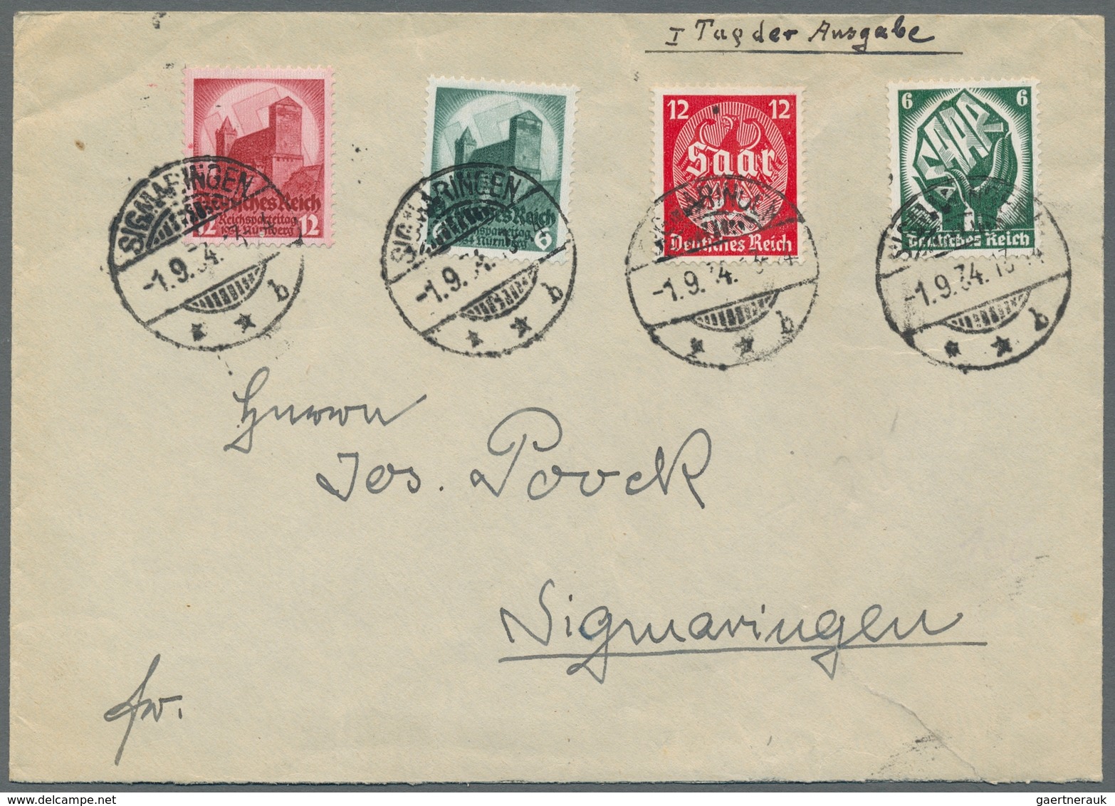 Deutsches Reich - 3. Reich: 1934, "Parteitag" Komplett Mit Ersttagsstempel SIGMARINGEN * * B -1.9.34 - Covers & Documents