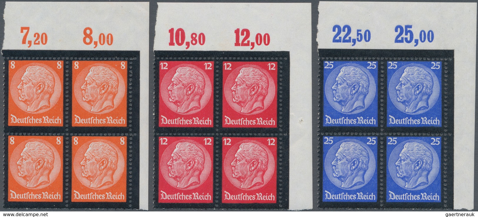 Deutsches Reich - 3. Reich: 1934, 3 Pf. Bis 25 Pf. Hindenburg Mit Trauerrand, Ungefalteter Luxus-Obe - Briefe U. Dokumente