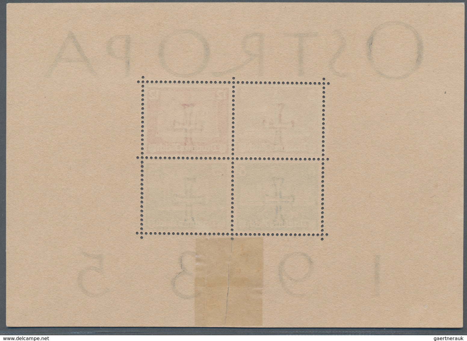 Deutsches Reich - 3. Reich: 1935, OSTROPA-Block Ungebraucht Ohne Gummi, Unten Mittig Rand Eingerisse - Covers & Documents